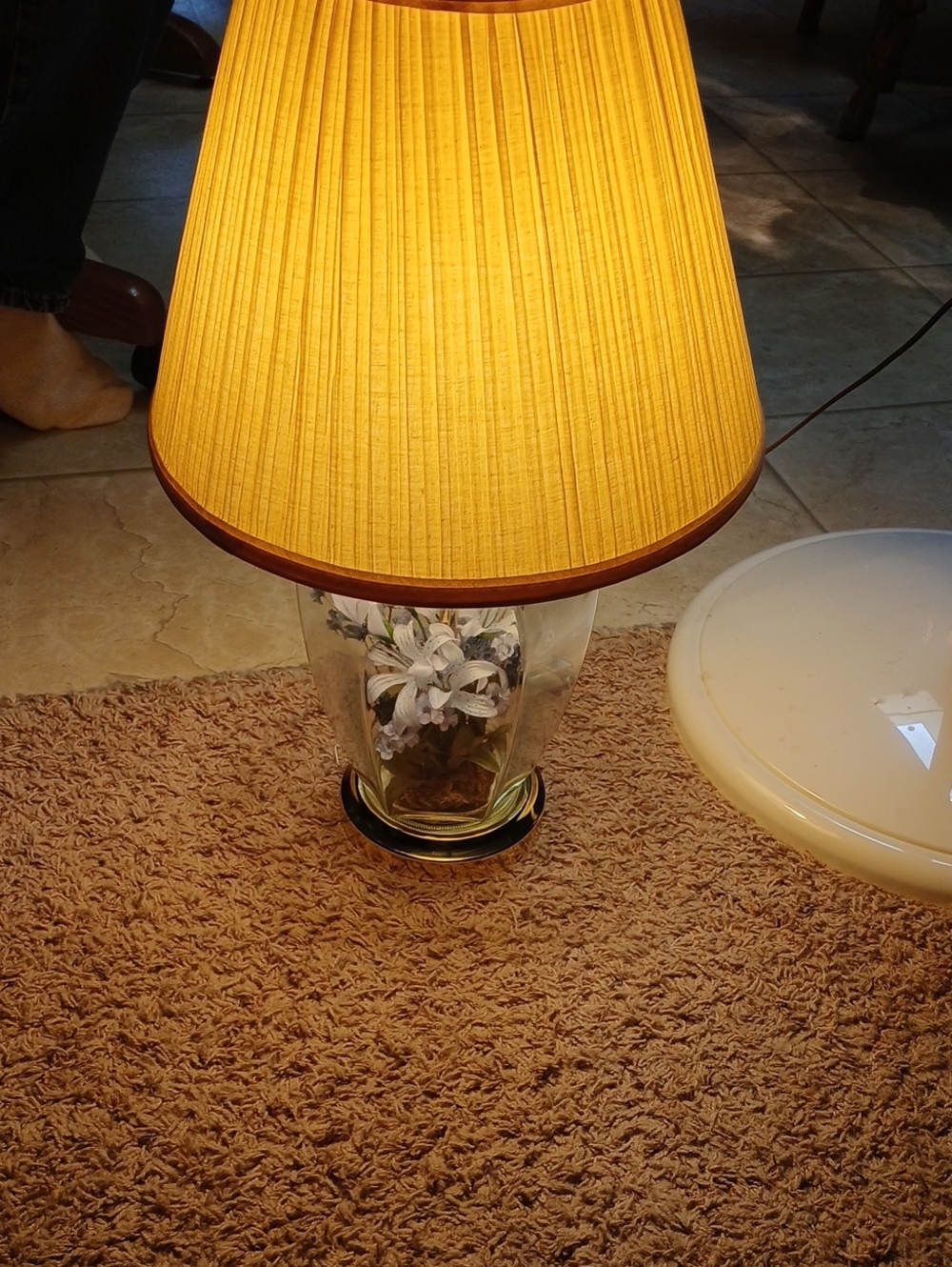 Decorative Glass Table Lamp with Yellow Shade